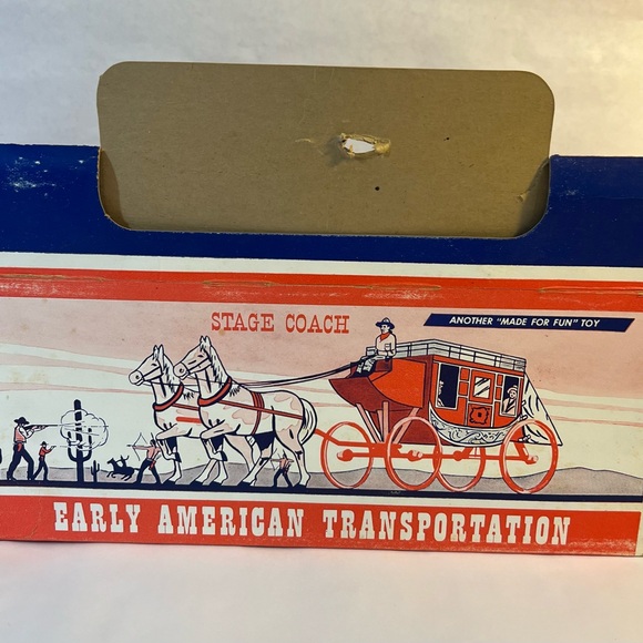 Vintage tin toy Northwestern Stage coach with horses , box and brochure. - Picture 9 of 14